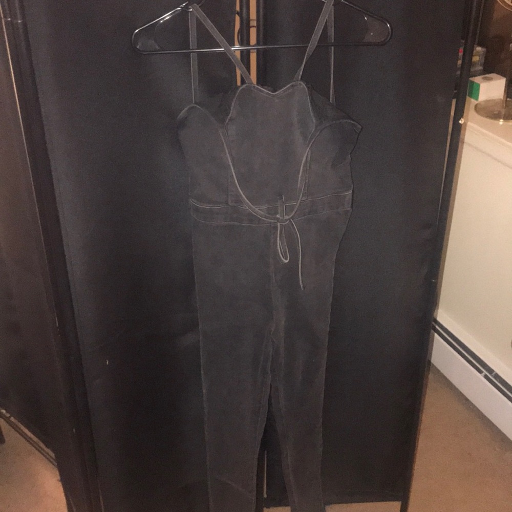 Fitted denim jumpsuit